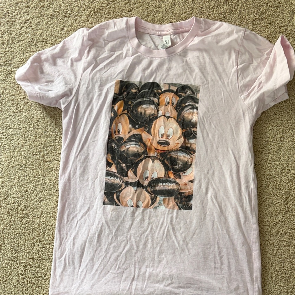 Pink Graphic T-Shirt with Mickey Ballon Print